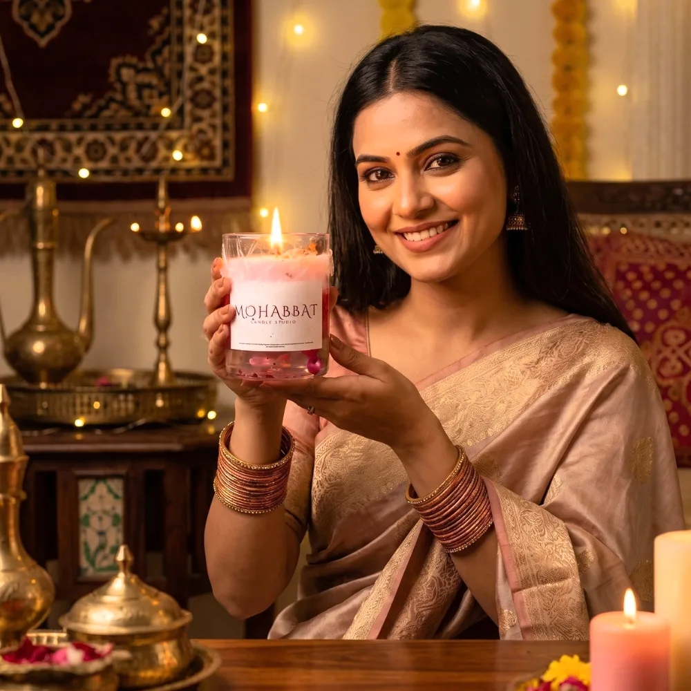 Mohabbat Rose Glow Scented Jar Candle, photo 3